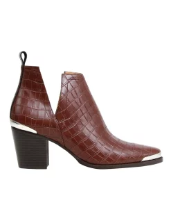 Best Sale 🧨 Belle & Bloom Austin Chocolate Croc Embossed Ankle Boot ✔️