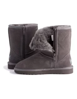 Promo 💯 Aus Wooli Ugg Mid Calf Zip-Up Sheepskin Boot Grey 🧨 -Bootopia Store unnamed file 2163