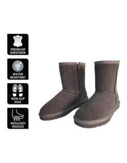 Promo 💯 Aus Wooli Ugg Mid Calf Zip-Up Sheepskin Boot Grey 🧨 -Bootopia Store unnamed file 2164
