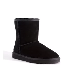 Outlet ❤️ Aus Wooli Ugg Mid Calf Zip-Up Sheepskin Boot Black 😍
