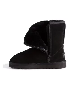 Outlet ❤️ Aus Wooli Ugg Mid Calf Zip-Up Sheepskin Boot Black 😍 -Bootopia Store unnamed file 2169