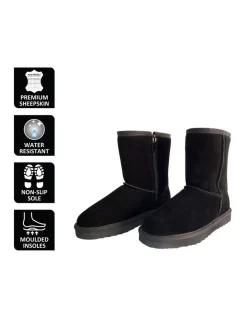 Outlet ❤️ Aus Wooli Ugg Mid Calf Zip-Up Sheepskin Boot Black 😍 -Bootopia Store unnamed file 2171