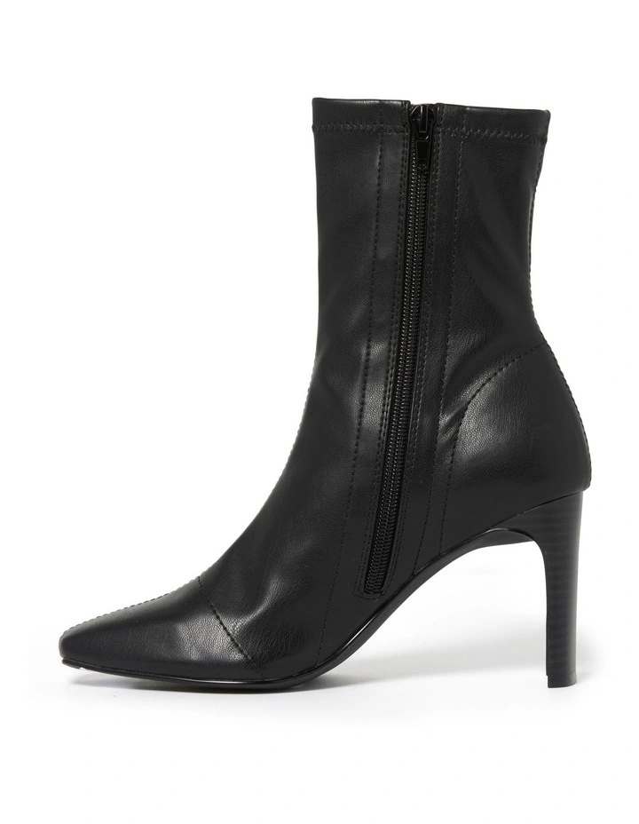 Hot Sale π Forever New Frida Sock Black Faux Leather Wide Stiletto Heel Boot π 6 Hot Sale π Forever New Frida Sock Black Faux Leather Wide Stiletto Heel Boot π - Image 4