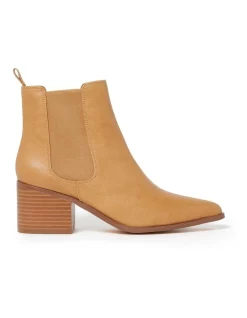Outlet 👍 Forever New Frankie Gusset Boot Caramel Vegan Leather Ankle Boots 😀
