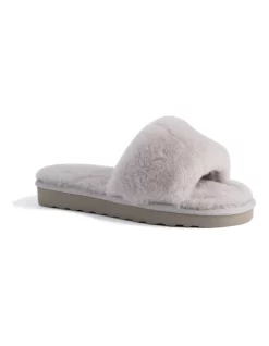 Cheap ❤️ AUS WOOLI UGG WOMEN SHEEPSKIN FLUFF SLIDE Light Grey ⌛