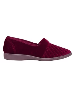 Budget 🧨 Grosby Marcy Wine Quilted Velour Slip-on Slipper 😍