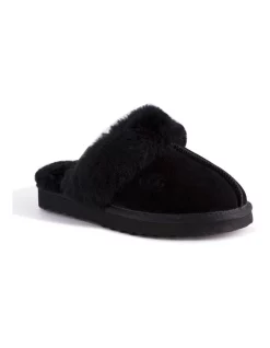 Buy 🤩 Aus Wooli Ugg Unisex Sheepskin Wool Sydney Slippers Black 🧨