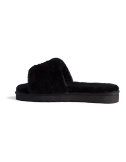 Budget 😉 AUS WOOLI UGG WOMEN SHEEPSKIN FLUFF SLIDE Black 🔔 -Bootopia Store unnamed file 2625
