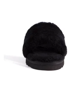 Budget 😉 AUS WOOLI UGG WOMEN SHEEPSKIN FLUFF SLIDE Black 🔔 -Bootopia Store unnamed file 2626