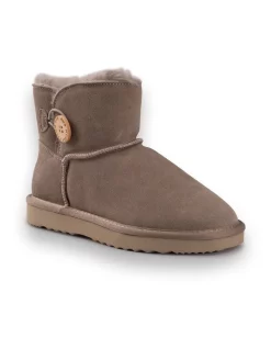 Deals 🔥 AUS WOOLI UGG SHORT SHEEPSKIN BUTTON BOOT Li Ght Grey ❤️