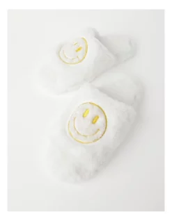Discount ❤️ Soho Smiley Slipper In White And Yellow ⭐ -Bootopia Store unnamed file 2651