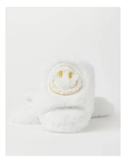 Discount ❤️ Soho Smiley Slipper In White And Yellow ⭐ -Bootopia Store unnamed file 2655