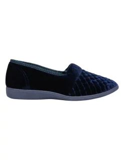 Hot Sale ⌛ Grosby Marcy Navy Quilted Velour Slip-on Slipper ✔️