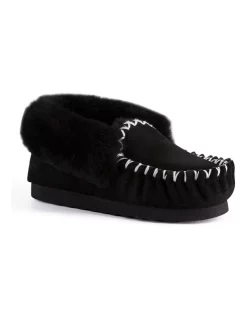 Deals ⌛ Aus Wooli Ugg Hand Stitched 😍 Womens Sheepskin Moccasin Black 😉
