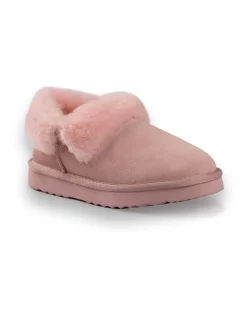 Cheap 😀 AUS WOOLI UGG UNISEX SHEEPSKIN WOOL TRADITIONAL ANKLE SLIPPERS Pale Pink 💯