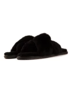 Best Pirce ⌛ Aus Wooli Ugg Sheepskin Wool Brighton Black Slippers ✔️ -Bootopia Store unnamed file 2848