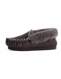 Brand new ✔️ Aus Wooli Ugg Hand Stitched ⌛ Womens Sheepskin Moccasin Dark Grey 👏 -Bootopia Store unnamed file 2921
