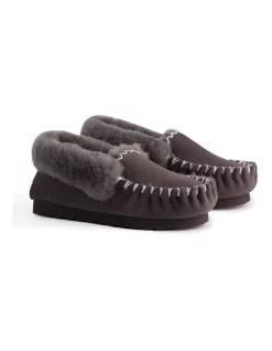Brand new ✔️ Aus Wooli Ugg Hand Stitched ⌛ Womens Sheepskin Moccasin Dark Grey 👏 -Bootopia Store unnamed file 2923
