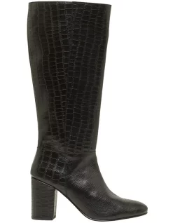 Discount ⌛ Oxford Haven Black Croc Long Boot ⭐