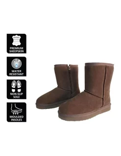 Deals ⭐ Aus Wooli Ugg Mid Calf Zip-Up Sheepskin Boot Chocolate 🧨 -Bootopia Store unnamed file 916